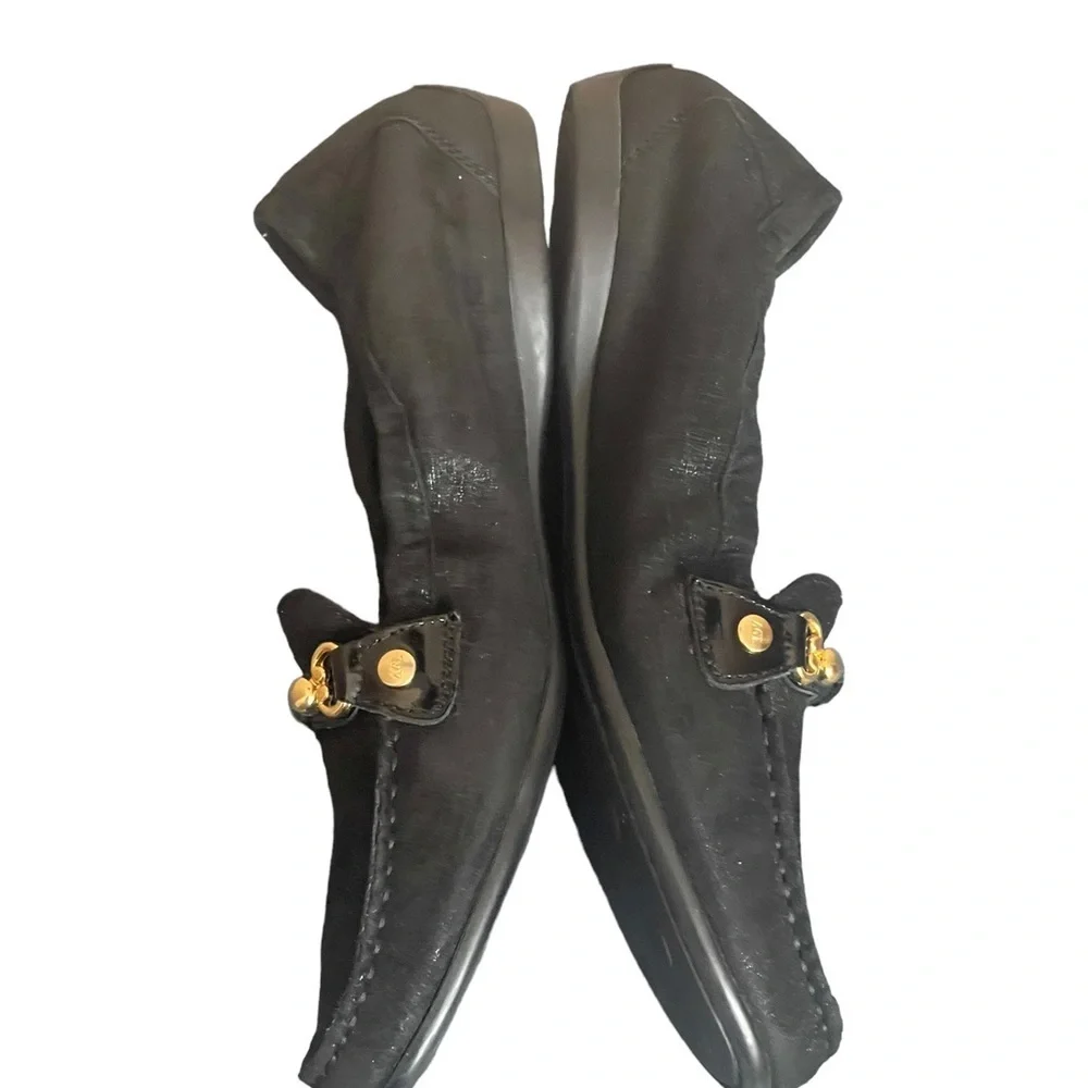 AGL‎ Black metallic suede loafers size 39.5